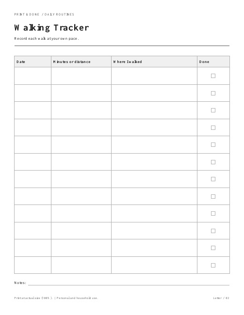 Walking Tracker worksheet preview
