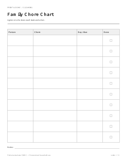 Family Chore Chart worksheet preview