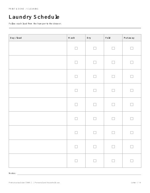 Laundry Schedule worksheet preview