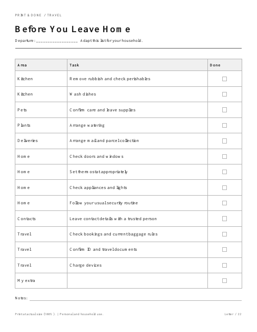 Before You Leave Home worksheet preview